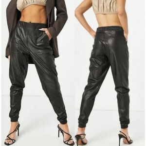 NWT Spanx Vegan Leather Joggers in Black Noir Small